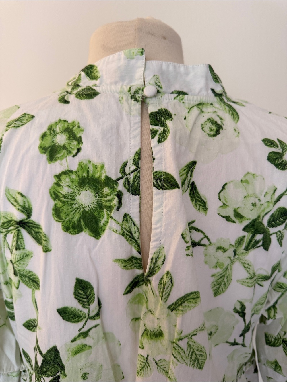 Maeve White Mini Dress with Green Floral Print - Picture 4 of 7
